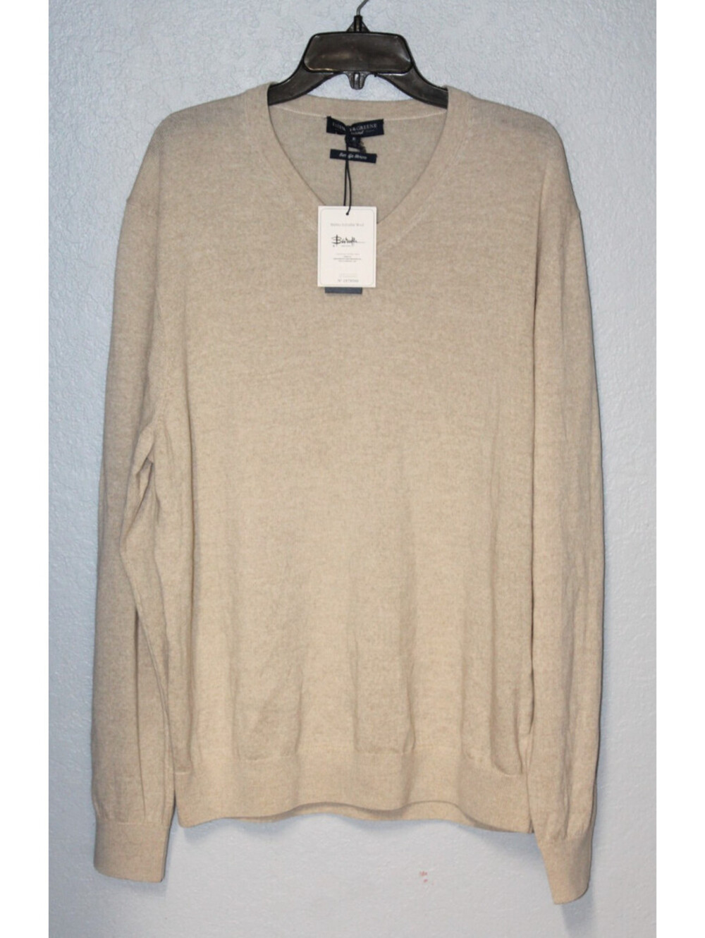 NEW Fairway & Greene Baruffa Merino Wool V Neck Sweater Men XL Almond Heather